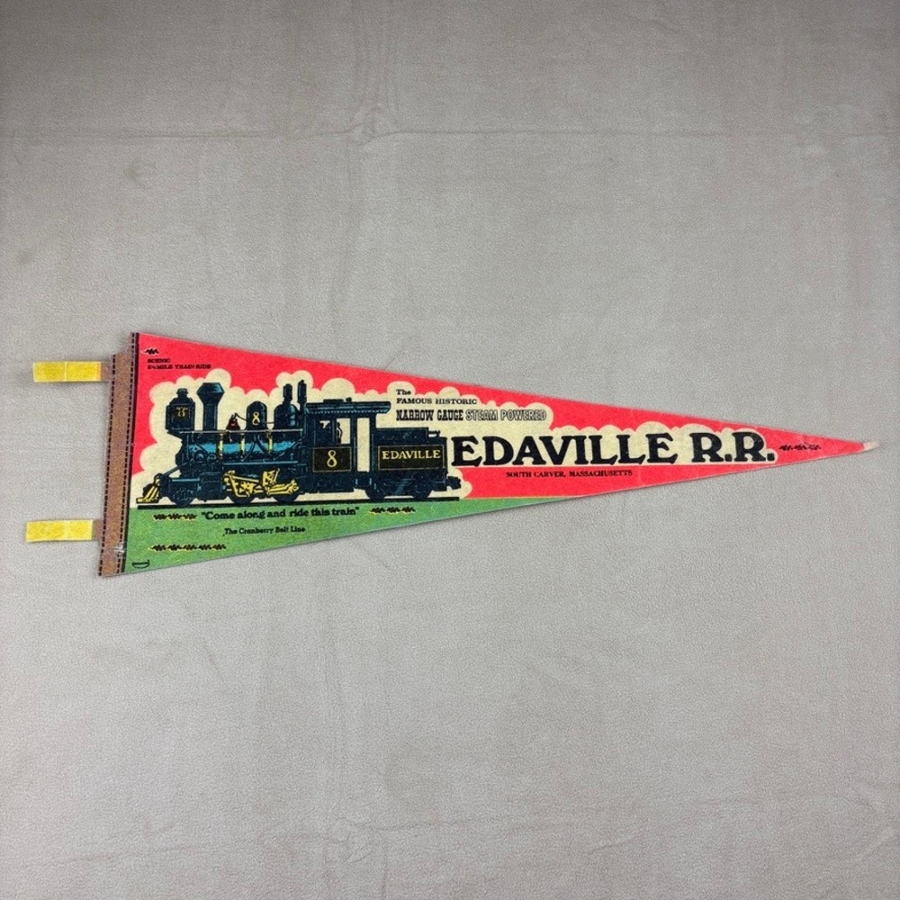 Vintage Collectible Edaville Railroad Pennant Souvenir South Carver, MA 25.5‎ in